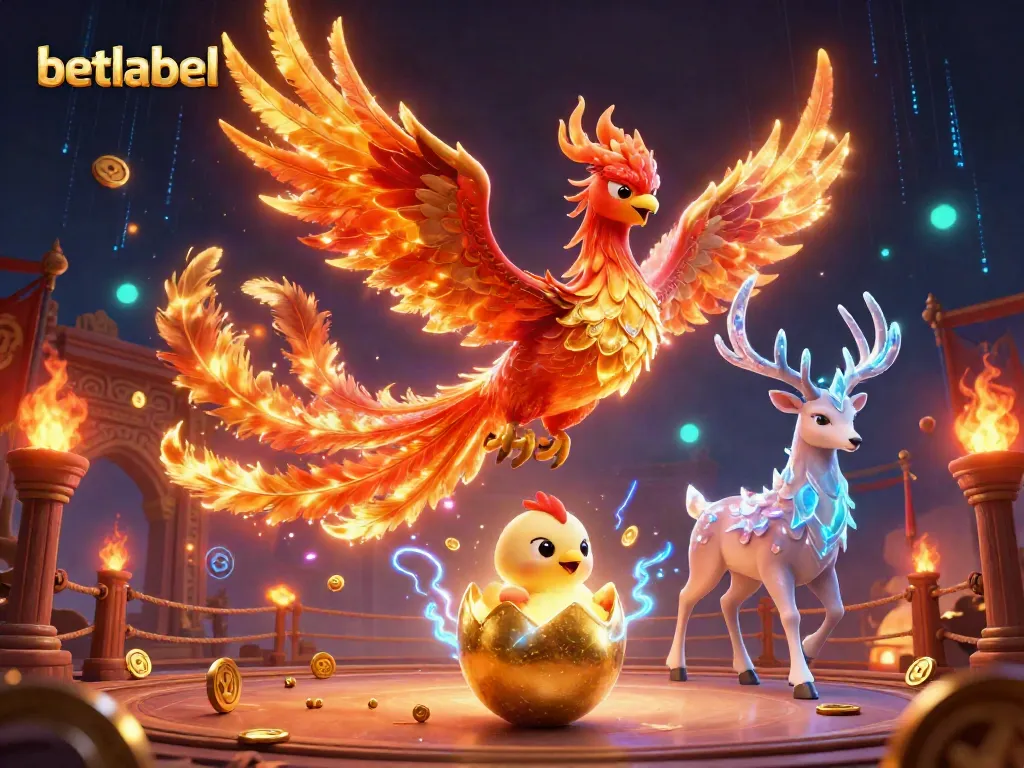 Experience the thrilling action of betlabel with a fiery phoenix illustration symbolizing excitement.